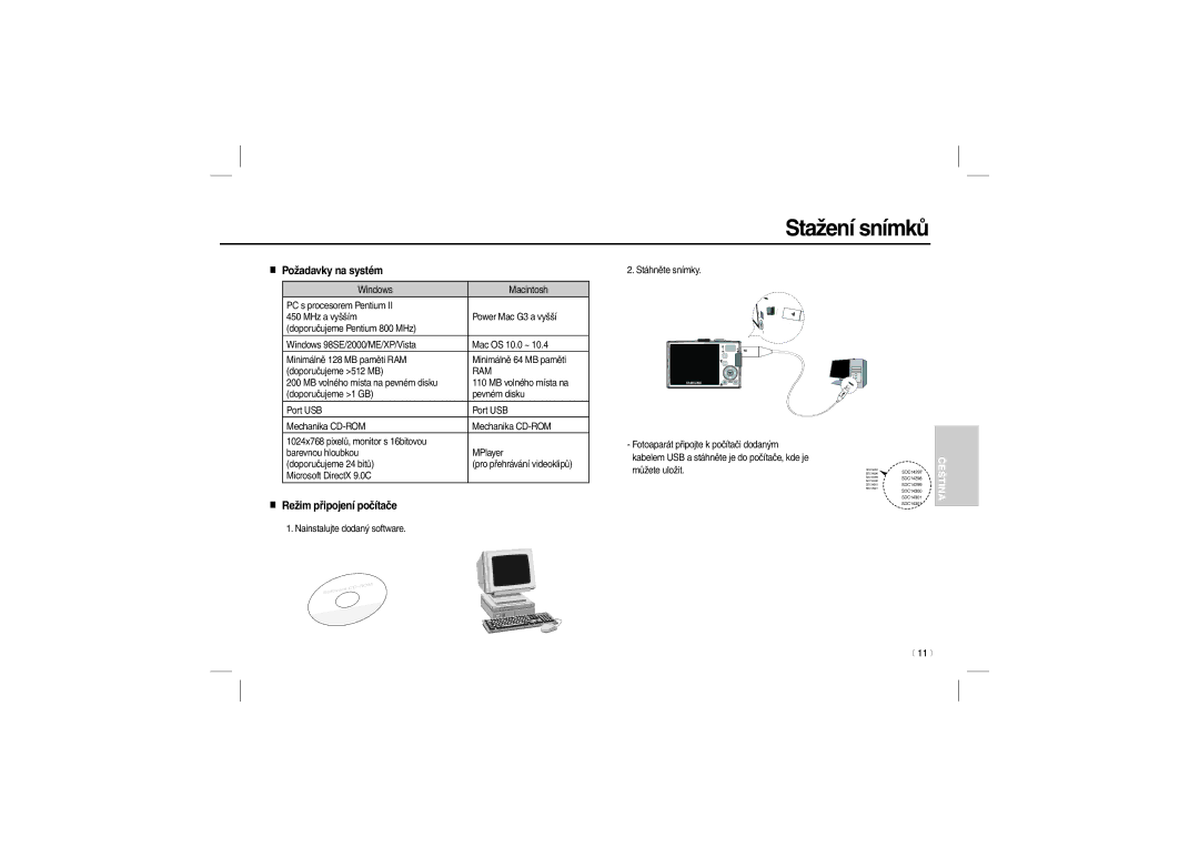 Samsung EC-L100ZSDA/AS, EC-L100ZUDA/E3, EC-L100ZSFA/FR, EC-L100ZBDA/E3, EC-L100ZUAA Stažení snímků, Požadavky na systém, Ram 