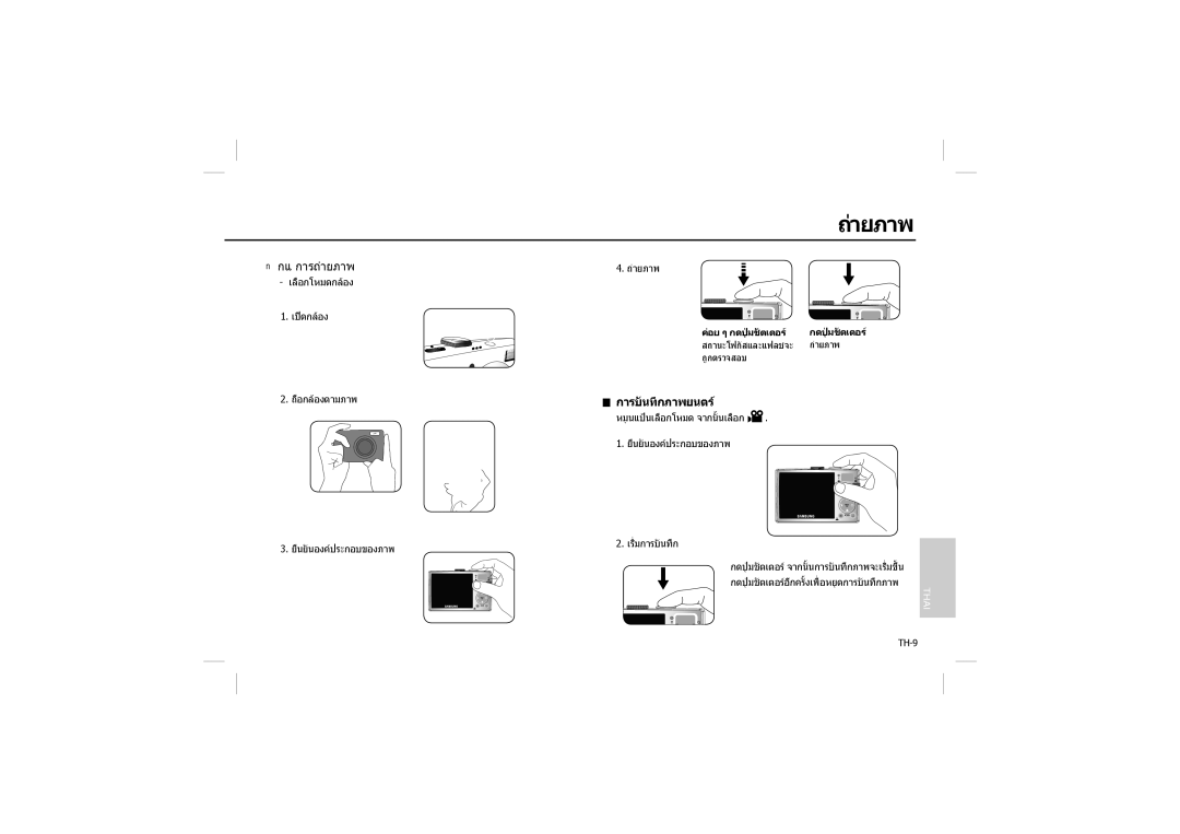 Samsung EC-L100ZBBA/MX, EC-L100ZUDA/E3, EC-L100ZSFA/FR, EC-L100ZBDA/E3, EC-L100ZUBA/E2, EC-L100ZUAA ายภาพ, การบันทึกภาพยนตร 