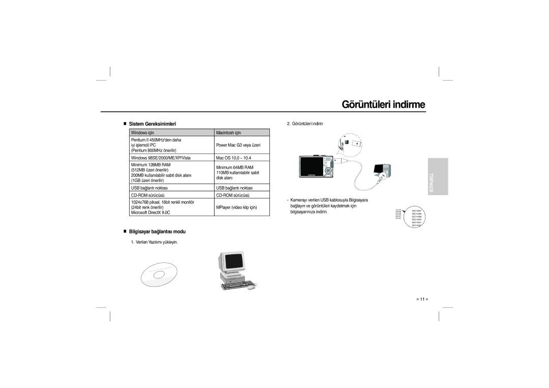 Samsung EC-L100ZRBA/IT, EC-L100ZUDA/E3, EC-L100ZSFA/FR, EC-L100ZBDA/E3 manual Görüntüleri indirme, Sistem Gereksinimleri 