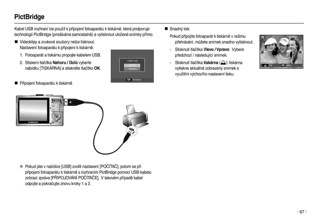 Samsung EC-L110ZSDA/E3, EC-L110ZBDA/E3, EC-L110ZRDA/E3, EC-L110ZBHA/E3, EC-L110ZSHA/E3, EC-L110ZRHA/E3 manual PictBridge 