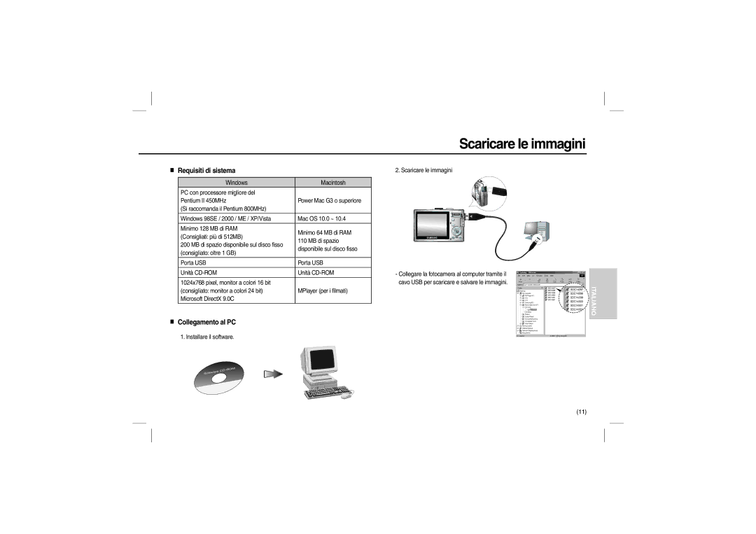 Samsung EC-L110ZUDA/DE, EC-L110ZPDA/E3, EC-L110ZSBA/FR, EC-L110ZUDA/E3 manual Scaricare le immagini, Requisiti di sistema 