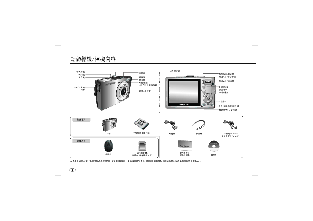 Samsung EC-L110ZUDB/AS, EC-L110ZPDA/E3, EC-L110ZSBA/FR, EC-L110ZUDA/E3, EC-L110ZBDA/E3, EC-L110ZBBA/FR, EC-L110R01KFR 功能標識/相機內容 