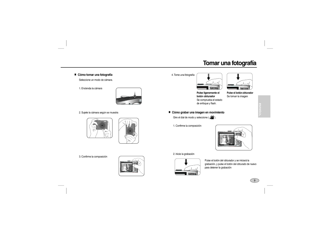 Samsung EC-L110ZSBA/AS, EC-L110ZPDA/E3, EC-L110ZSBA/FR, EC-L110ZUDA/E3 manual Tomar una fotografía, Cómo tomar una fotografía 