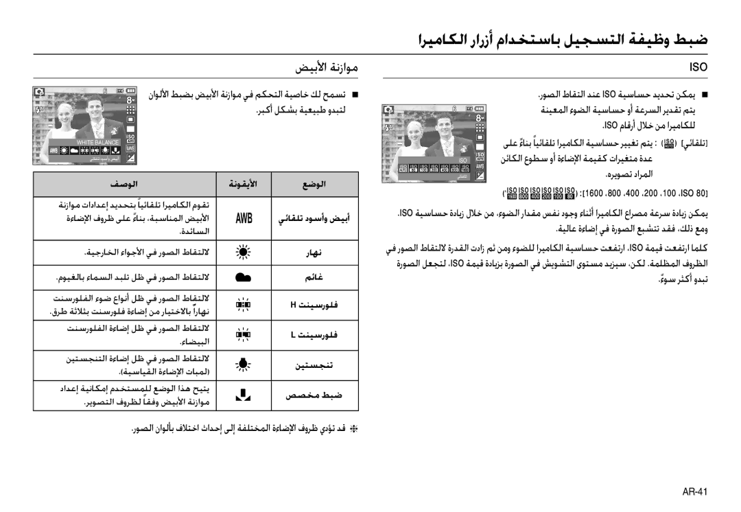 Samsung EC-L110ZSBA/US, EC-L110ZBAA ﺾﻴﺑﻷا ﺔﻧزاﻮﻣ, هﺮﻳﻮﺼﺗ داﺮﻤﻟا, رﻮﺼﻟا ناﻮﻟﺄﺑ فﻼﺘﺧا ثاﺪﺣإ ﻰﻟإ ﺔﻔﻠﺘﺨﻤﻟا ةءﺎﺿﻹا فوﺮﻇ يدﺆﺗ ﺪﻗ 