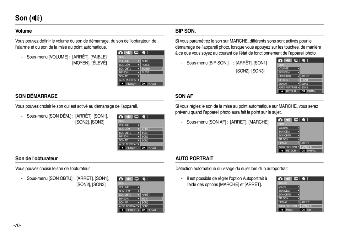 Samsung EC-L110ZBDA/E3, EC-L110ZPDA/E3, EC-L110ZSBA/FR Son , Son de lobturateur, Vous pouvez choisir le son de lobturateur 