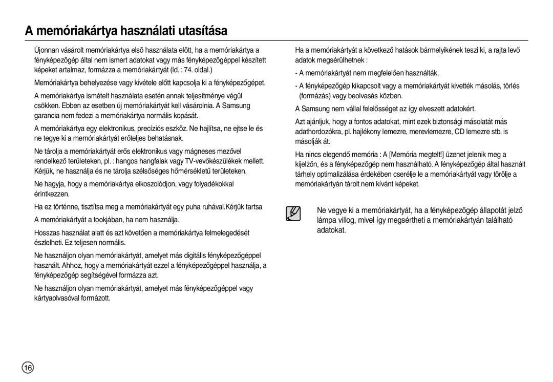 Samsung EC-L110ZSBA/E1, EC-L110ZPDA/E3, EC-L110ZSBA/FR, EC-L110ZUDA/E3, EC-L110ZBDA/E3 Memóriakártya használati utasítása 