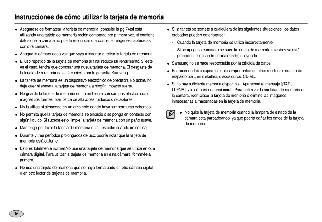 Samsung EC-L110ZBBA/GB, EC-L110ZPDA/E3, EC-L110ZUDA/E3, EC-L110ZBDA/E3 Instrucciones de cómo utilizar la tarjeta de memoria 