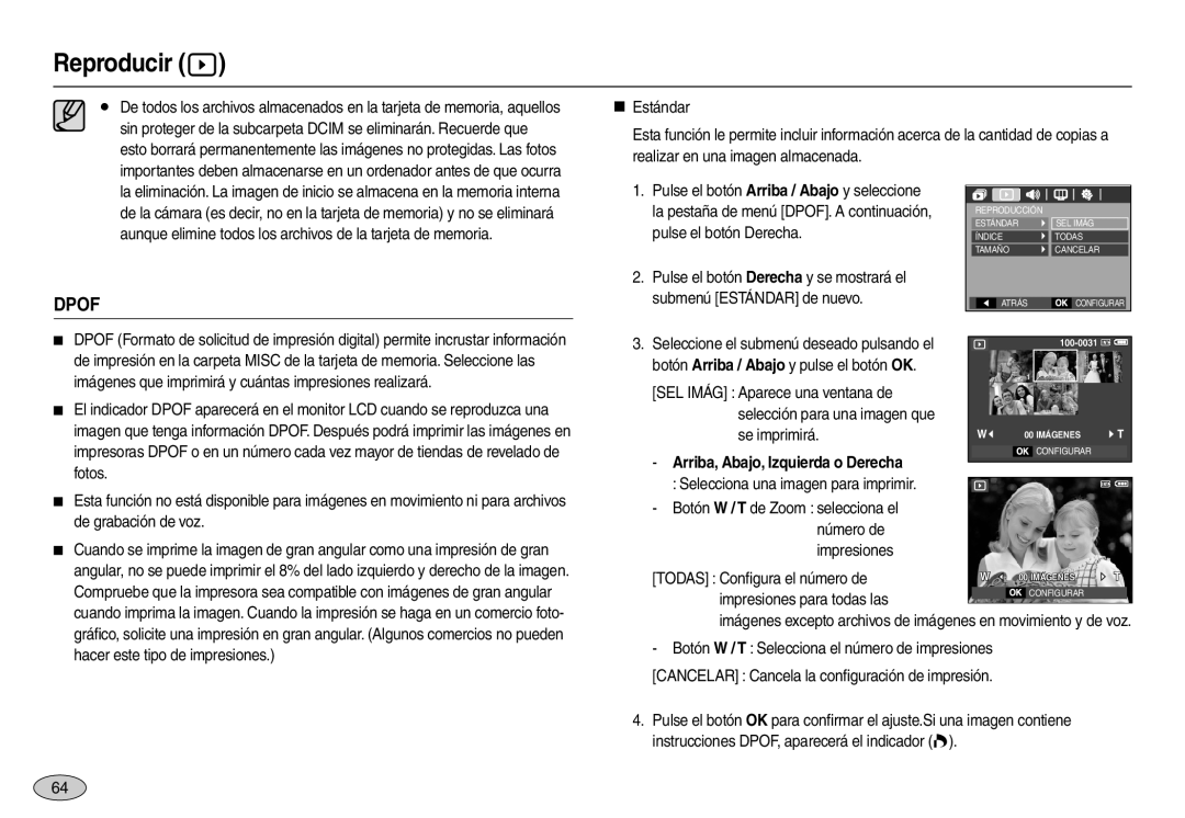 Samsung EC-L110ZBBB/E1, EC-L110ZPDA/E3, EC-L110ZUDA/E3, EC-L110ZBDA/E3 manual Dpof, Selecciona una imagen para imprimir 