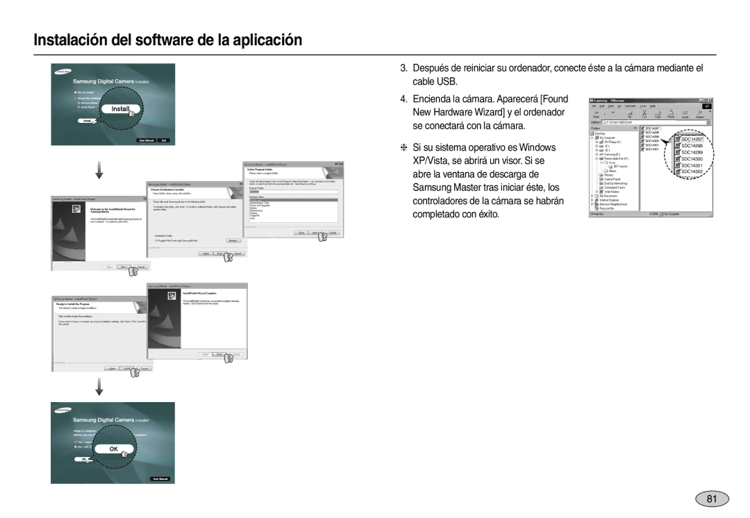 Samsung EC-L110ZSDA/E3, EC-L110ZPDA/E3, EC-L110ZUDA/E3, EC-L110ZBDA/E3 manual Instalación del software de la aplicación 