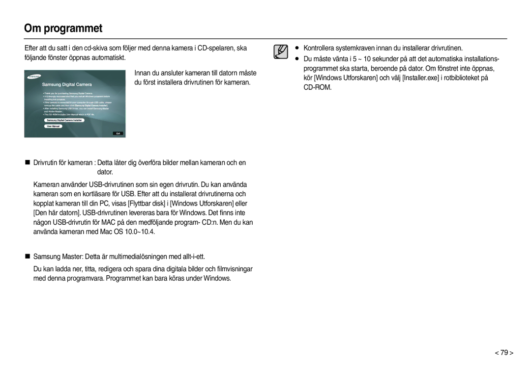 Samsung EC-L110ZBFA/E2, EC-L110ZPDA/E3 manual Om programmet, „ Samsung Master Detta är multimedialösningen med allt-i-ett 