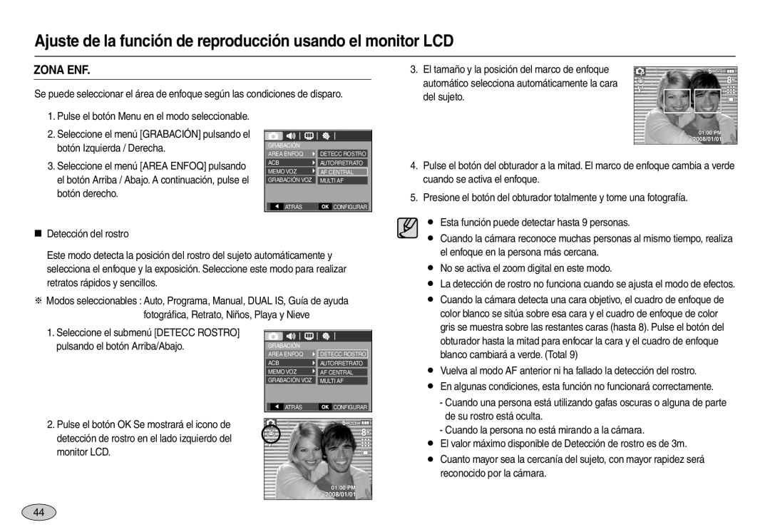 Samsung EC-L110ZRFA/E1, EC-L110ZPDA/E3, EC-L110ZUDA/E3 Zona Enf, Ajuste de la función de reproducción usando el monitor LCD 