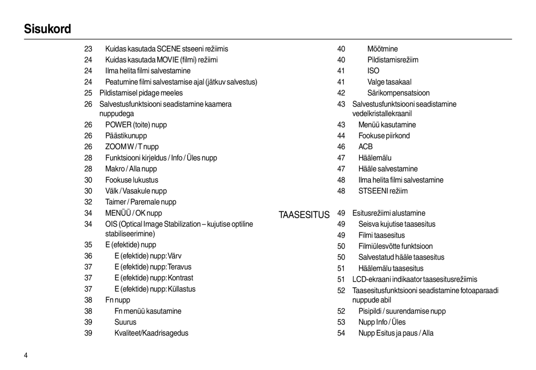 Samsung EC-L110ZBBA/RU manual Valge tasakaal, Esitusrežiimi alustamine, Seisva kujutise taasesitus, Efektide nupp Küllastus 