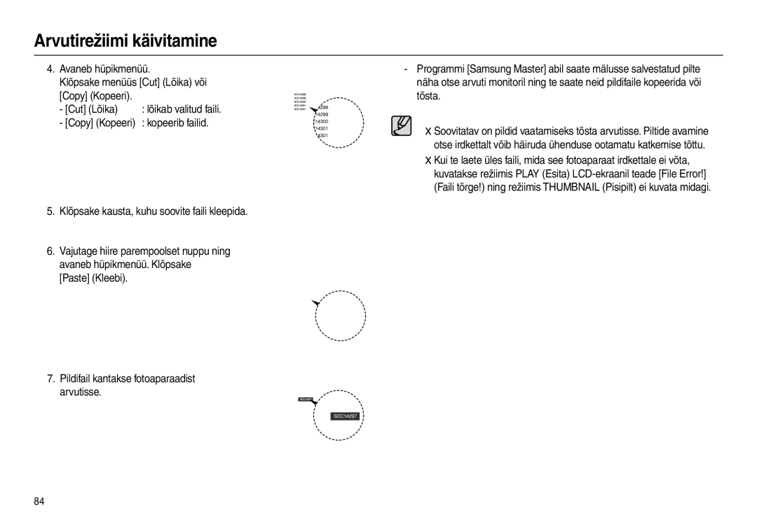 Samsung EC-L110ZBBA/RU, EC-L110ZRBA/RU, EC-L110ZSBA/RU manual Avaneb hüpikmenüü Klõpsake menüüs Cut Lõika või Copy Kopeeri 