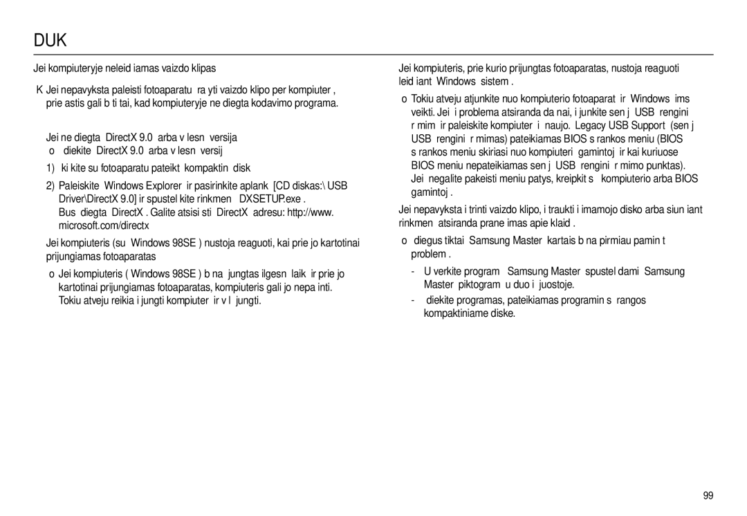 Samsung EC-L110ZRBA/RU Jei kompiuteryje neleidžiamas vaizdo klipas, Įkiškite su fotoaparatu pateiktą kompaktinį diską 