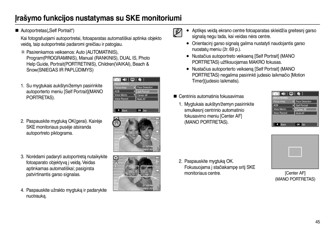 Samsung EC-L110ZSBA/RU „ Autoportretas„Self Portrait, SKE monitoriaus pusėje atsiranda, Autoportreto piktograma, Nuotrauką 