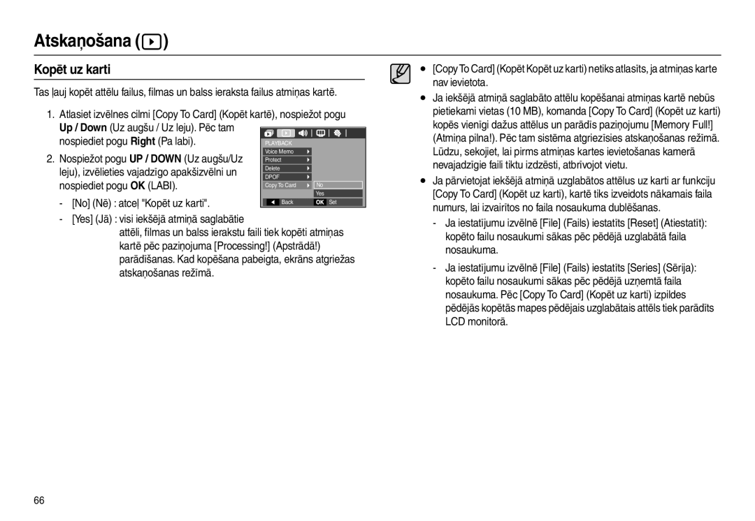 Samsung EC-L110ZBBA/LV manual Nospiediet pogu Right Pa labi, Nospiediet pogu OK Labi, No Nē atceļ Kopēt uz karti 