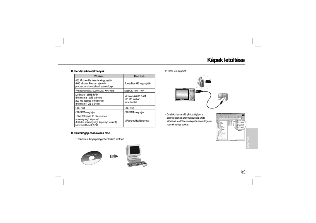 Samsung EC-L200ZBBA/IT, EC-L200ZBBA/FR, EC-L200ZRBA/FR Képek letöltése, Rendszerkövetelmények, Számítógép csatlakozás mód 