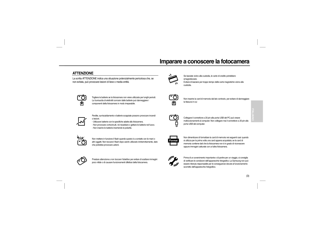 Samsung EC-L200ZRBA/RU, EC-L200ZBBA/FR, EC-L200ZRBA/FR, EC-L200ZSBA/FR, EC-L200ZPBA/FR, EC-L200ZSBB/IT Attenzione, Italiano 