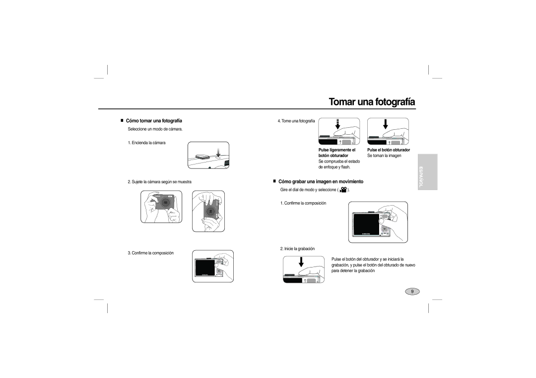 Samsung EC-L200ZSBB/IT, EC-L200ZBBA/FR, EC-L200ZRBA/FR, EC-L200ZSBA/FR manual Tomar una fotografía, Cómo tomar una fotografía 