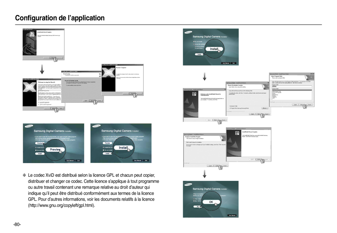 Samsung EC-L200ZRBA/FR, EC-L200ZBBA/FR, EC-L200ZSBA/FR, EC-L200ZPBA/FR manual Conﬁguration de l’application 