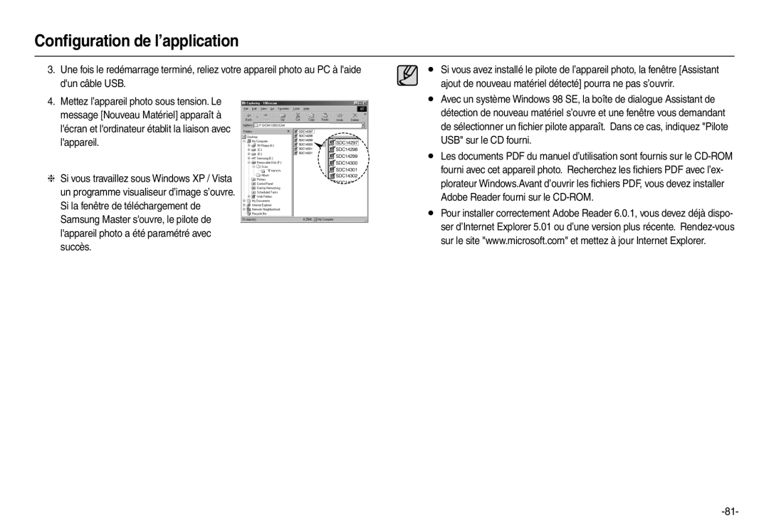 Samsung EC-L200ZSBA/FR, EC-L200ZBBA/FR, EC-L200ZRBA/FR, EC-L200ZPBA/FR manual Conﬁguration de l’application 