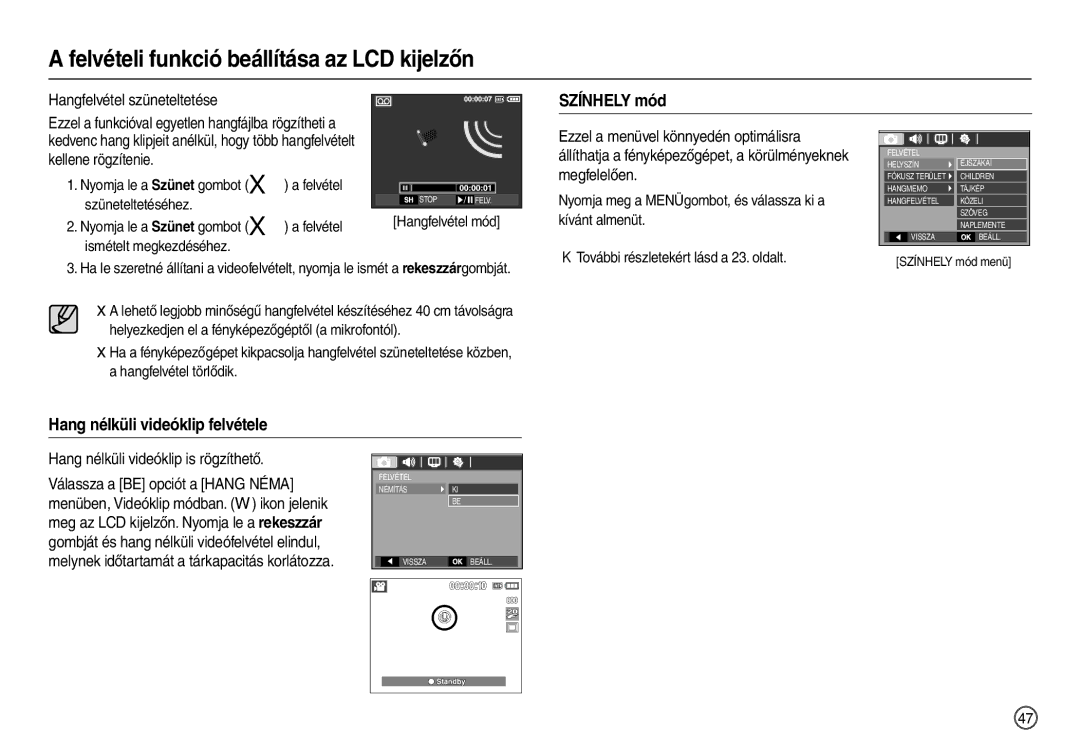 Samsung EC-L200ZSBB/IT manual Hang nélküli videóklip felvétele, Hang nélküli videóklip is rögzíthető 