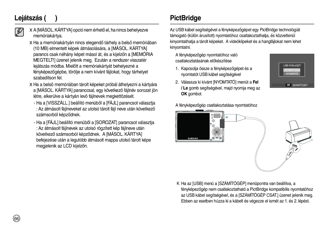 Samsung EC-L200ZSBB/IT manual PictBridge, Szabadítson fel, Számsorból képződnek, Megjelenik az LCD kijelzőn 