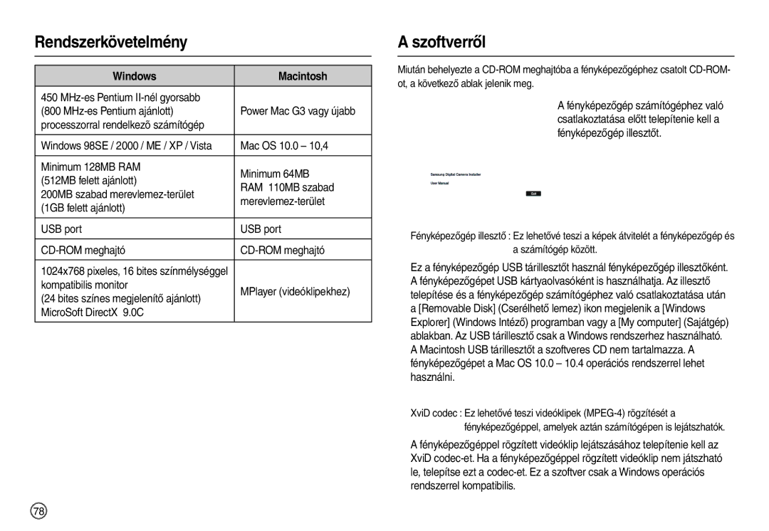 Samsung EC-L200ZSBB/IT manual Rendszerkövetelmény, Szoftverről 