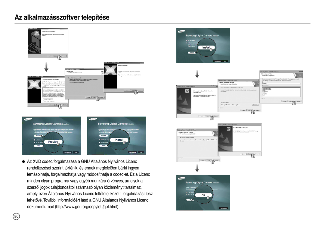 Samsung EC-L200ZSBB/IT manual Az alkalmazásszoftver telepítése 