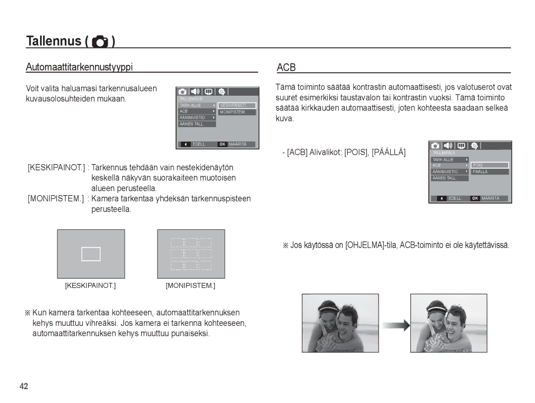 Samsung EC-L201ZEBA/E2, EC-L201ZBBA/E2, EC-L201ZPBA/E2, EC-L201ZSBA/E2, EC-L201ZUBA/E2 manual Automaattitarkennustyyppi, Acb 