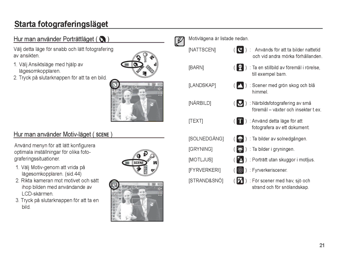 Samsung EC-L201ZSBA/E2, EC-L201ZBBA/E2, EC-L201ZPBA/E2, EC-L201ZEBA/E2, EC-L201ZUBA/E2 manual Hur man använder Porträttläget 