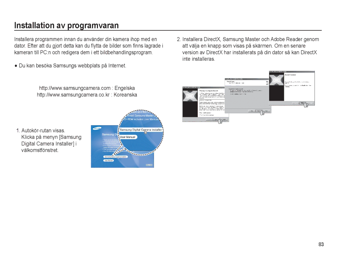 Samsung EC-L201ZUBA/E2 manual Installation av programvaran, Du kan besöka Samsungs webbplats på Internet, Välkomstfönstret 