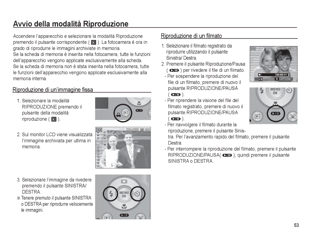 Samsung EC-L201ZBBA/IT Avvio della modalità Riproduzione, Riproduzione di un’immagine fissa, Riproduzione di un filmato 