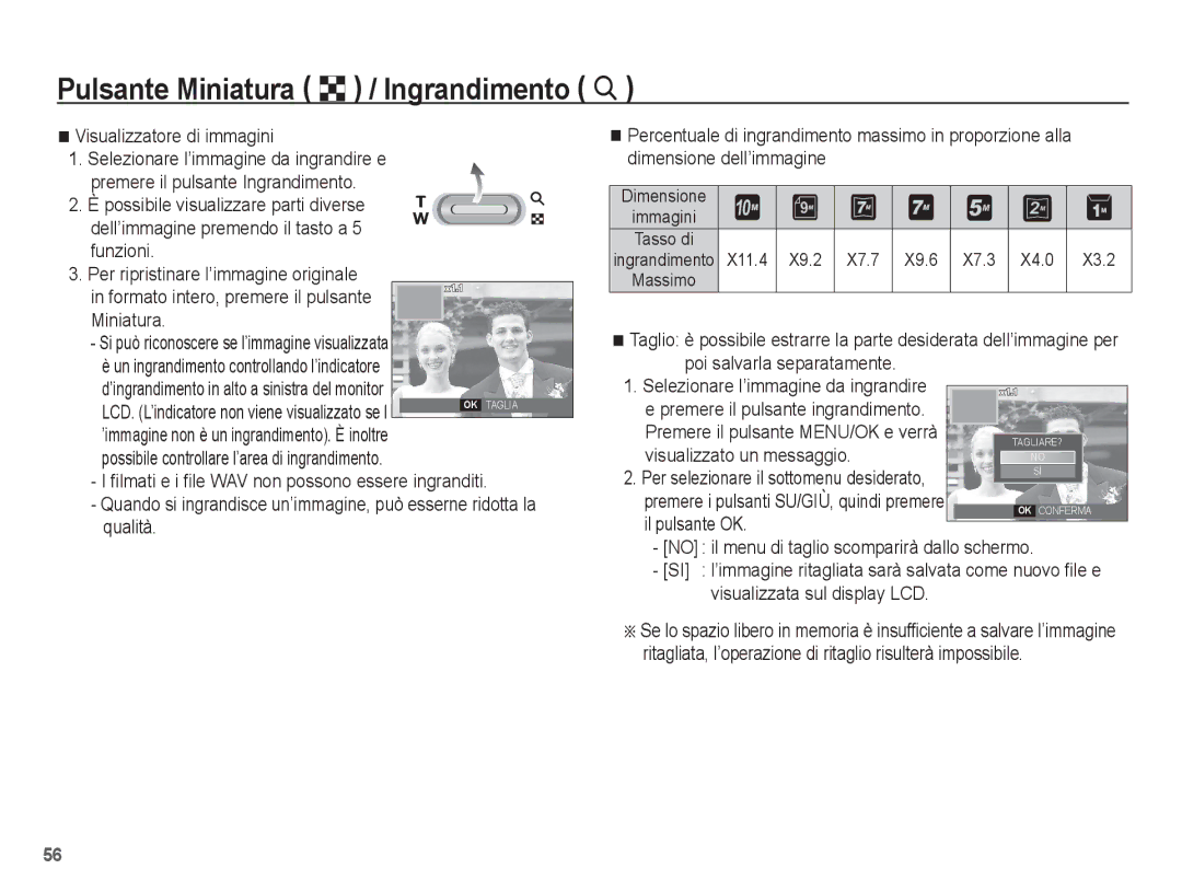 Samsung EC-L201ZSBA/IT manual Pulsante Miniatura º / Ingrandimento í, Visualizzatore di immagini, Visualizzato un messaggio 