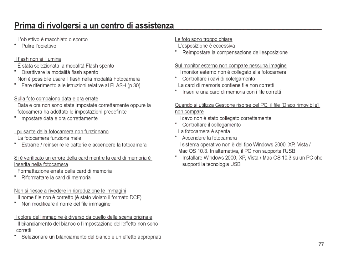 Samsung EC-L201ZPBB/IT, EC-L201ZBBC/IT Reimpostare la compensazione dell’esposizione, Controllare i cavi di colelgamento 