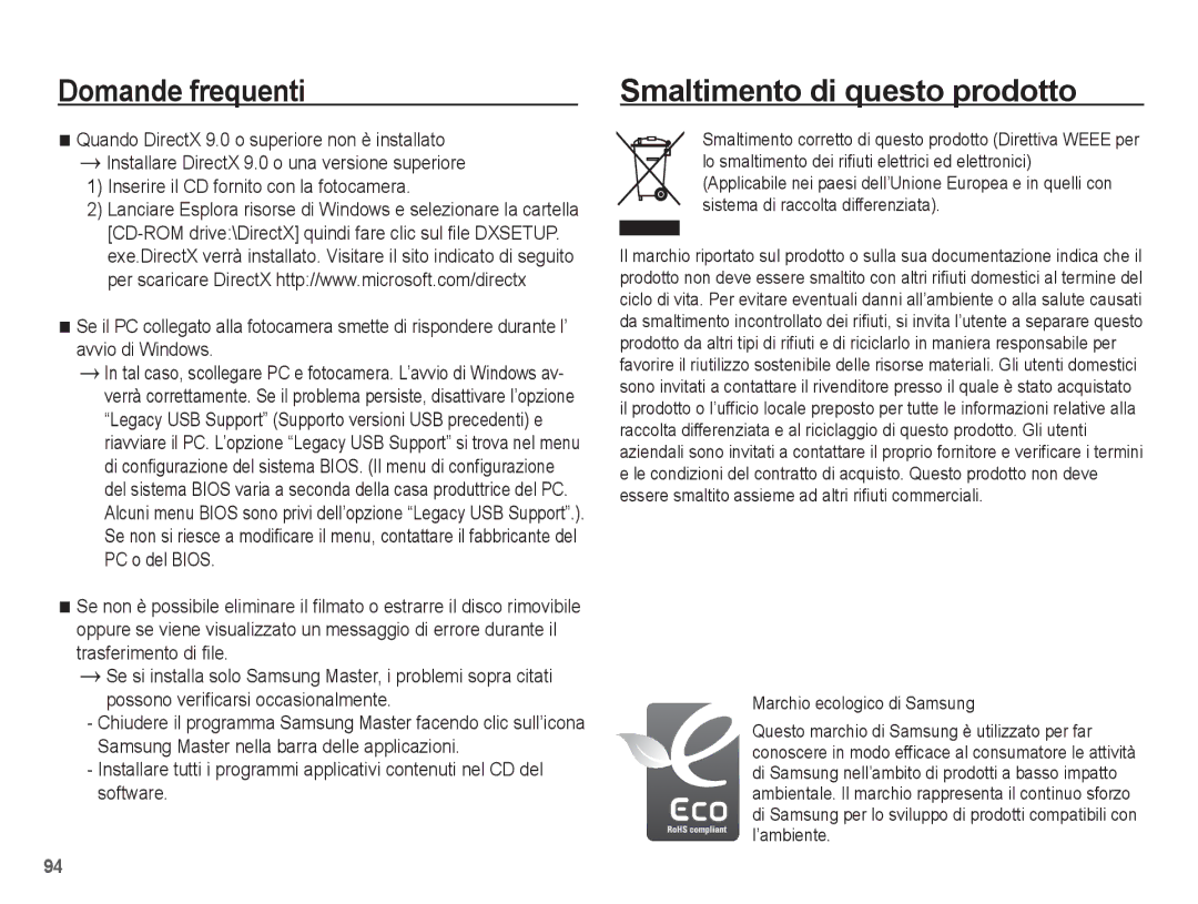 Samsung EC-L201ZUBC/IT, EC-L201ZBBC/IT, EC-L201ZEBB/IT, EC-L201ZUBA/IT, EC-L201ZPBB/IT manual Smaltimento di questo prodotto 