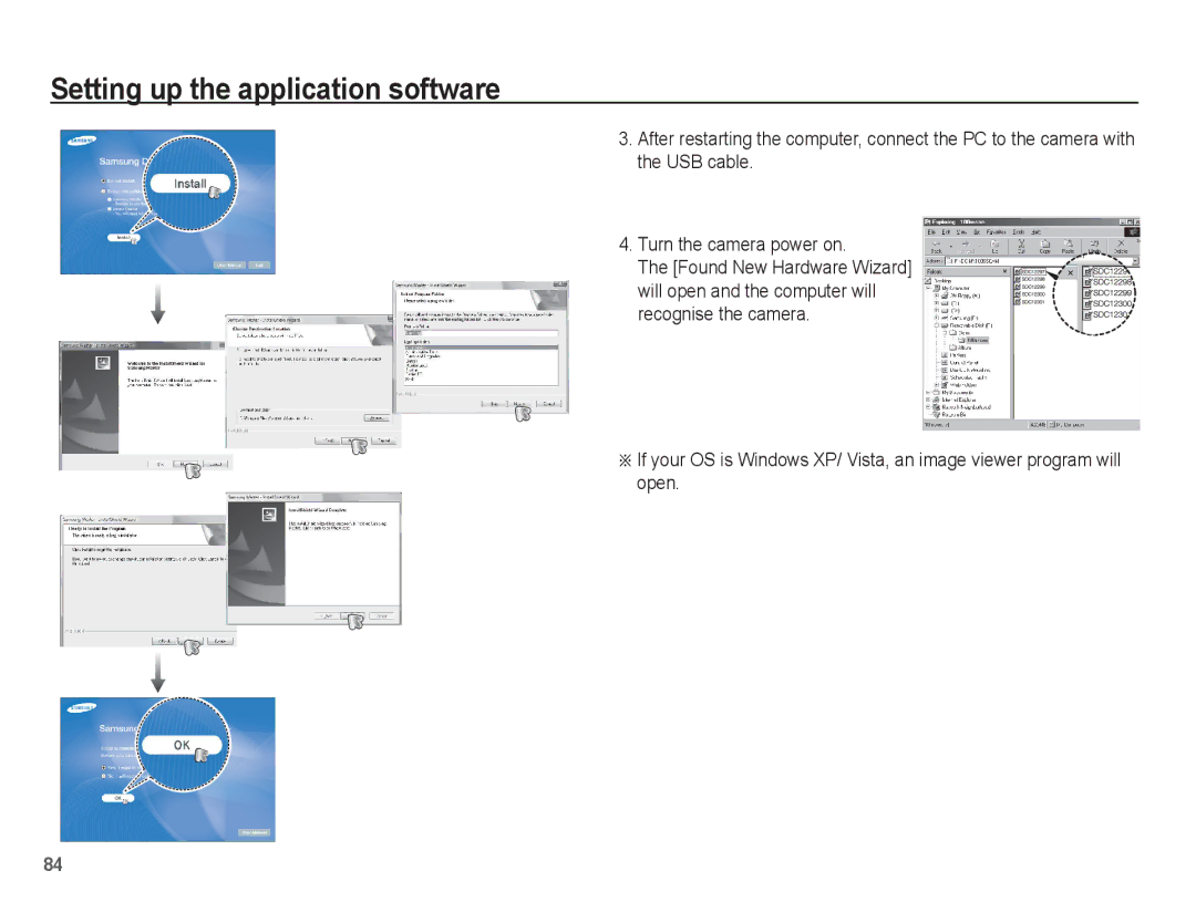 Samsung EC-L201ZBBE/ZA, EC-L201ZEBA/FR, EC-L201ZPBA/FR, EC-L201ZSBA/FR, EC-L201ZBBA/FR Setting up the application software 