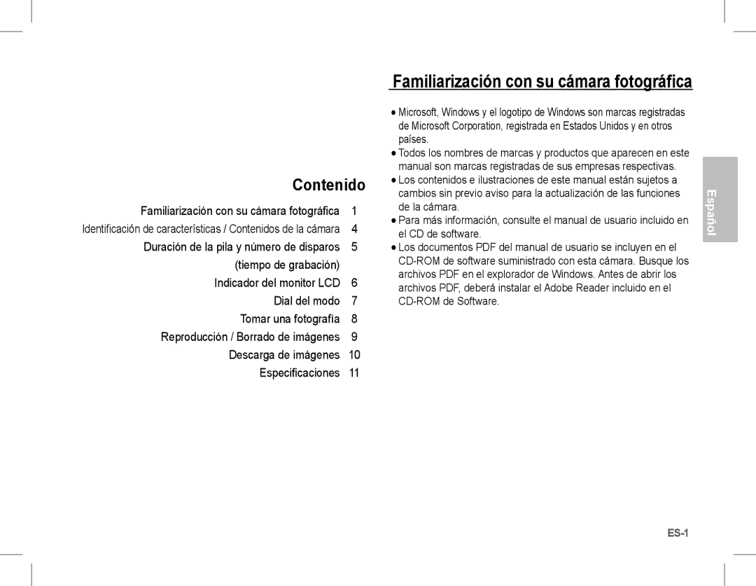 Samsung EC-L201ZSBA/IT, EC-L201ZEBA/FR, EC-L201ZPBA/FR, EC-L201ZSBA/FR, EC-L201ZBBA/FR, EC-L201ZUBA/E3 manual Contenido 