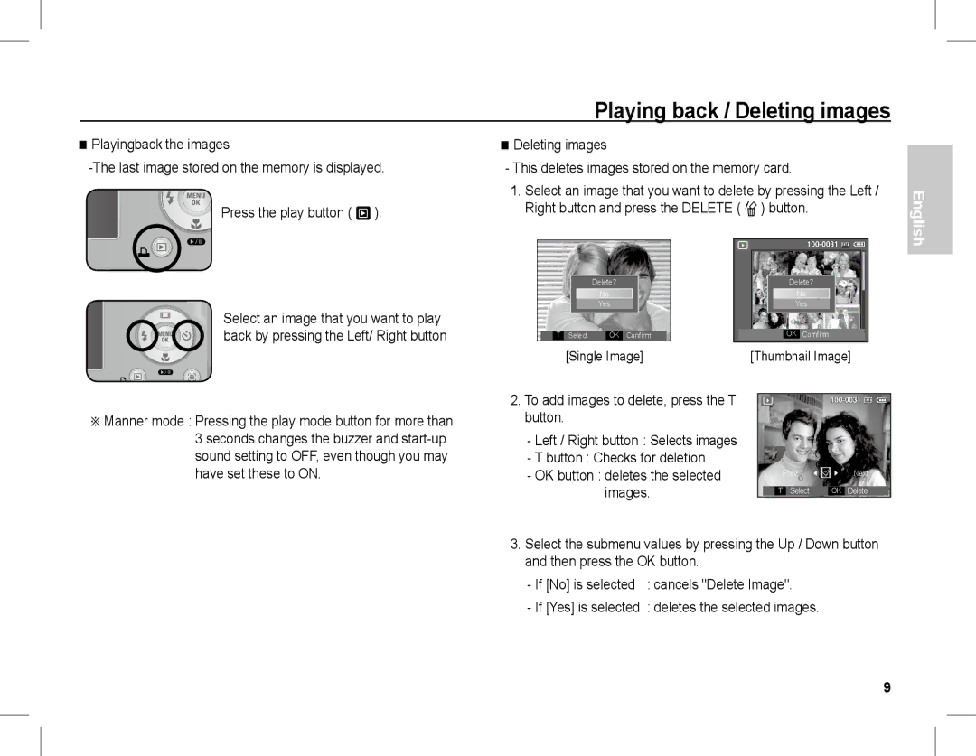 Samsung EC-L201ZPBA/IT, EC-L201ZEBA/FR, EC-L201ZPBA/FR, EC-L201ZSBA/FR manual Playing back / Deleting images, Single Image 