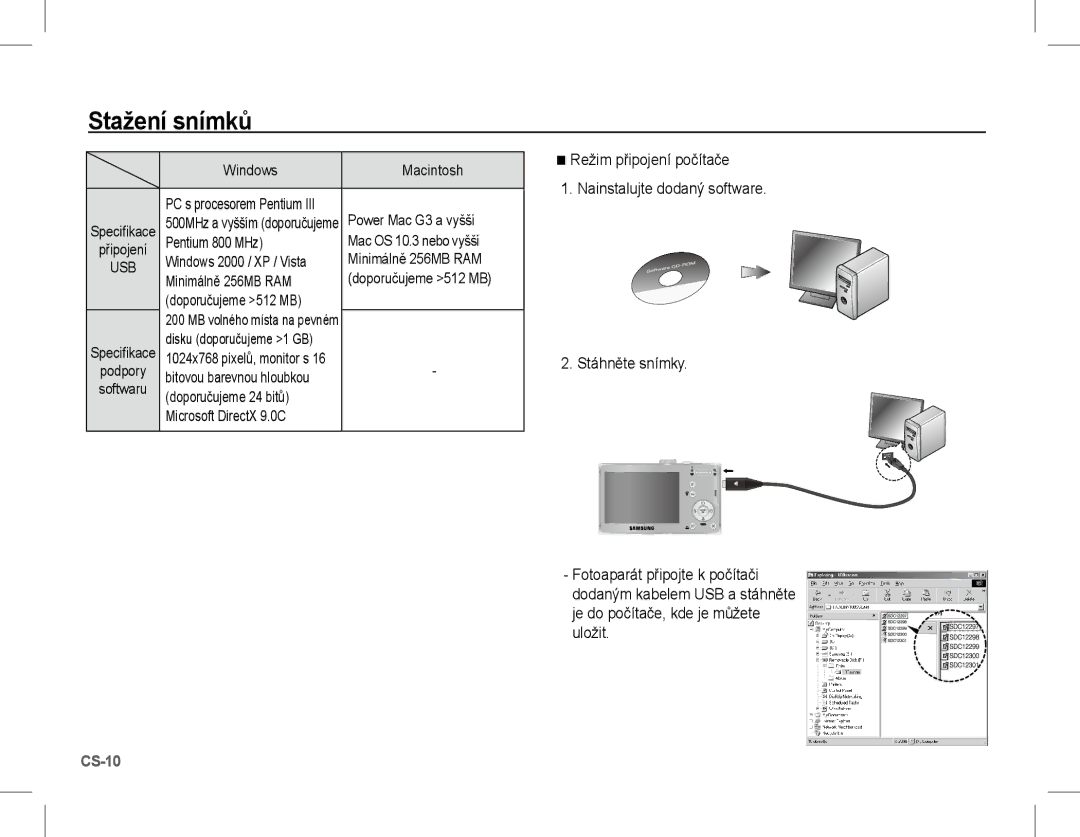 Samsung EC-L201ZPBE/ZA, EC-L201ZEBA/FR, EC-L201ZPBA/FR, EC-L201ZSBA/FR, EC-L201ZBBA/FR, EC-L201ZUBA/E3 manual Stažení snímků 