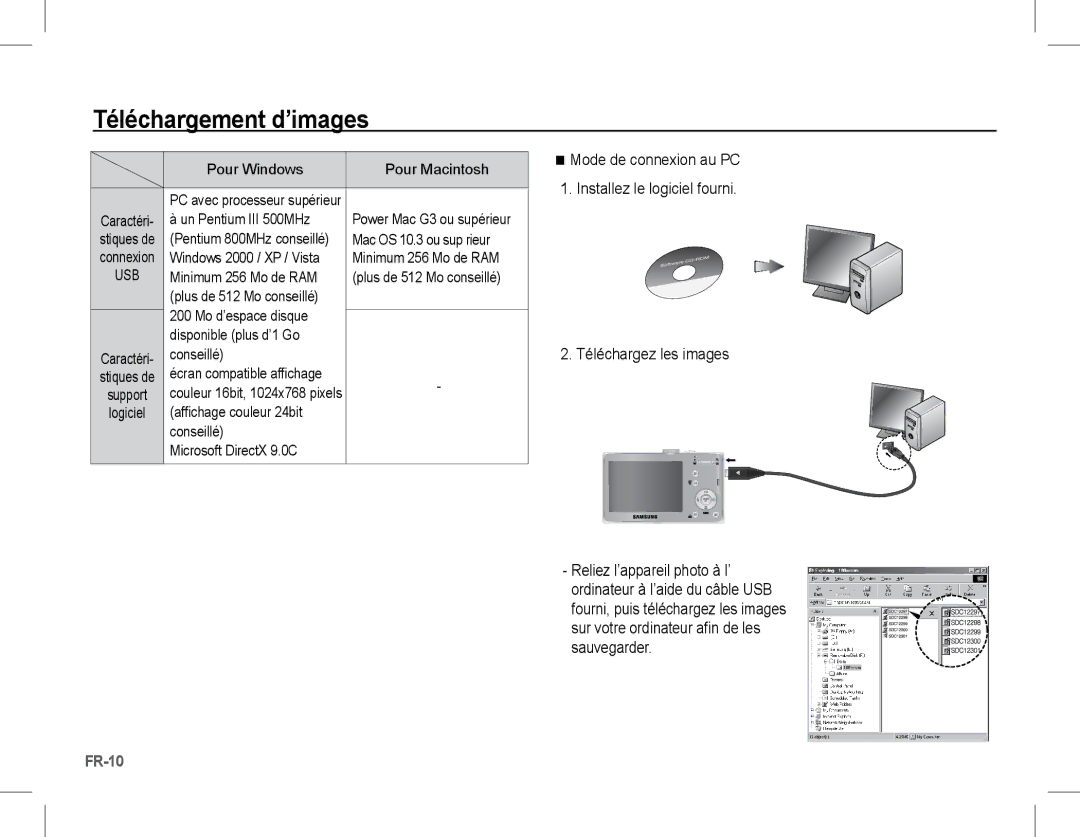 Samsung EC-L201ZSBE/ZA, EC-L201ZEBA/FR, EC-L201ZPBA/FR, EC-L201ZSBA/FR manual Pour Macintosh Power Mac G3 ou supérieur 