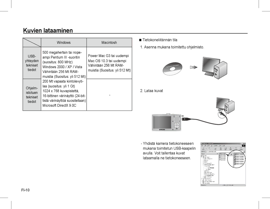 Samsung EC-L201ZUBA/VN, EC-L201ZEBA/FR, EC-L201ZPBA/FR, EC-L201ZSBA/FR, EC-L201ZBBA/FR, EC-L201ZUBA/E3 manual Kuvien lataaminen 