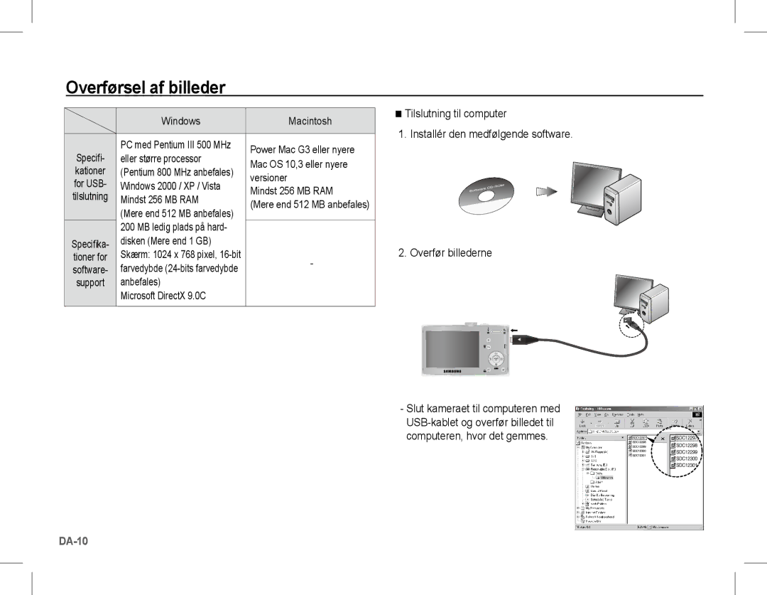 Samsung EC-L201ZUBB/IT, EC-L201ZEBA/FR, EC-L201ZPBA/FR, EC-L201ZSBA/FR, EC-L201ZBBA/FR, EC-L201ZUBA/E3 Overførsel af billeder 