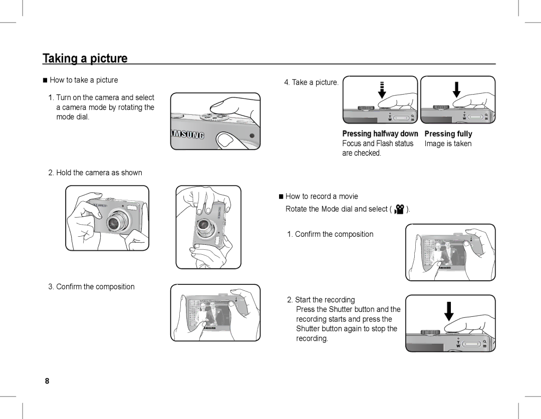 Samsung EC-L201ZPBB/IT, EC-L201ZEBA/FR, EC-L201ZPBA/FR, EC-L201ZSBA/FR, EC-L201ZBBA/FR manual Taking a picture, Are checked 