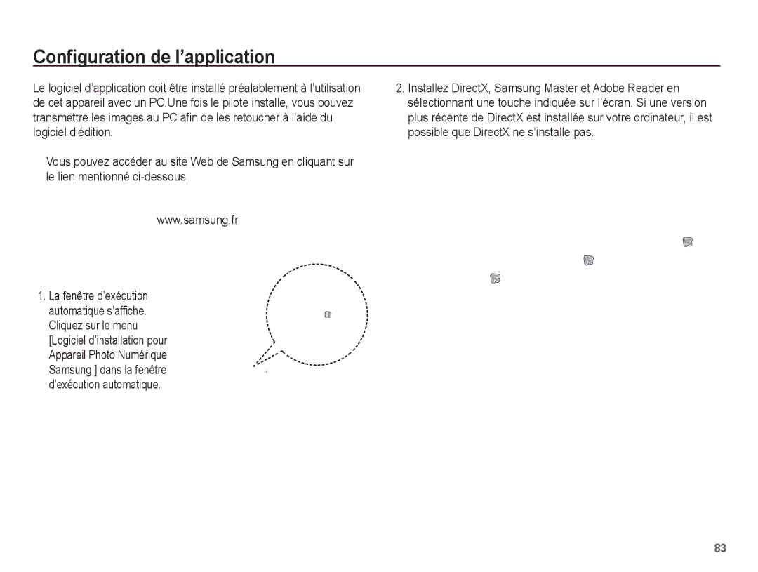 Samsung EC-L201ZEBA/FR, EC-L201ZPBA/FR, EC-L201ZSBA/FR, EC-L201ZBBA/FR, EC-L201ZUBA/E3 manual Configuration de l’application 