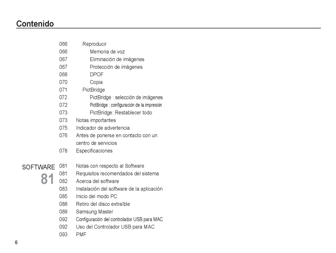 Samsung EC-L201ZPBA/E1, EC-L201ZSBA/E1, EC-L201ZEBA/E1 manual Reproducir, Memoria de voz, Dpof, Copia PictBridge 072 