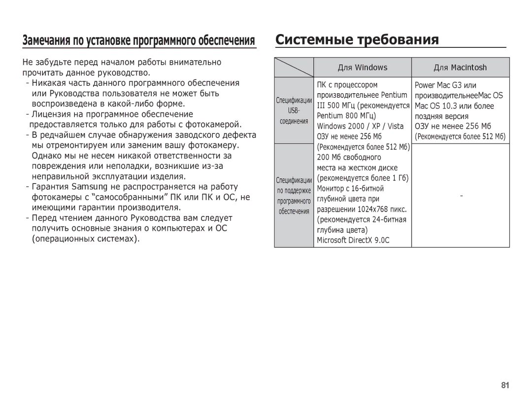 Samsung EC-L201ZPBA/RU, EC-L201ZSBA/RU ǸȐșȚȍȔȕȣȍ ȚȘȍȉȖȊȈȕȐȧ, Ǭȓȧ Windows Ǭȓȧ Macintosh, Power Mac G3 ȐȓȐ, Pentium 800 ǴǫȞ 