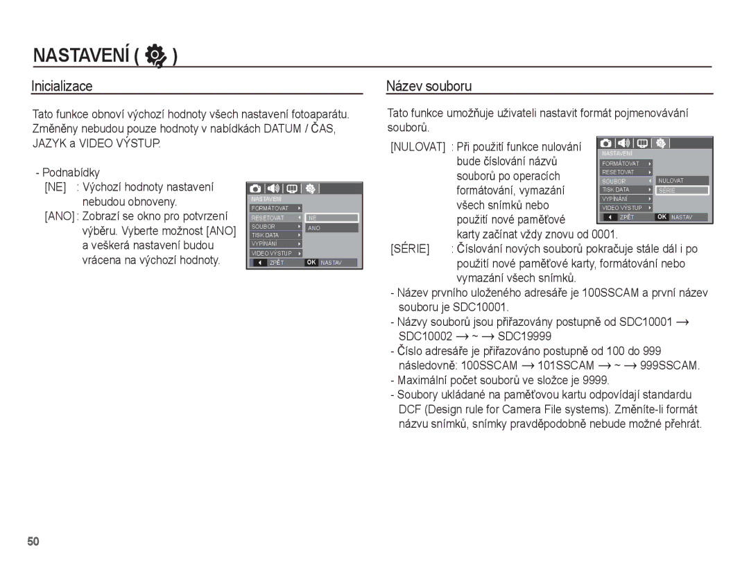 Samsung EC-L201ZPBA/E3, EC-L201ZUBA/E3, EC-L201ZSBA/E3, EC-L201ZBBA/E3, EC-L201ZEBA/E3 manual Inicializace Název souboru, Série 