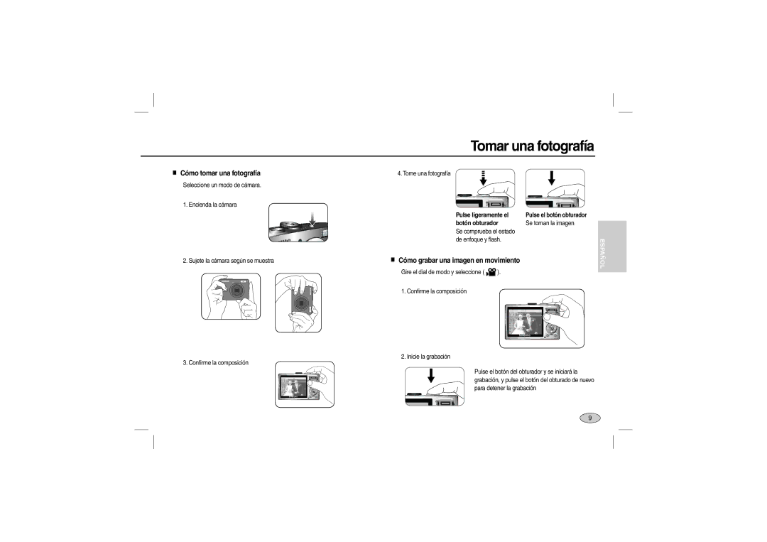 Samsung EC-L210ZUDB/AS, EC-L210B01KFR, EC-L210ZUDA/E3, EC-L210ZSDA/E3 manual Tomar una fotografía, Cómo tomar una fotografía 