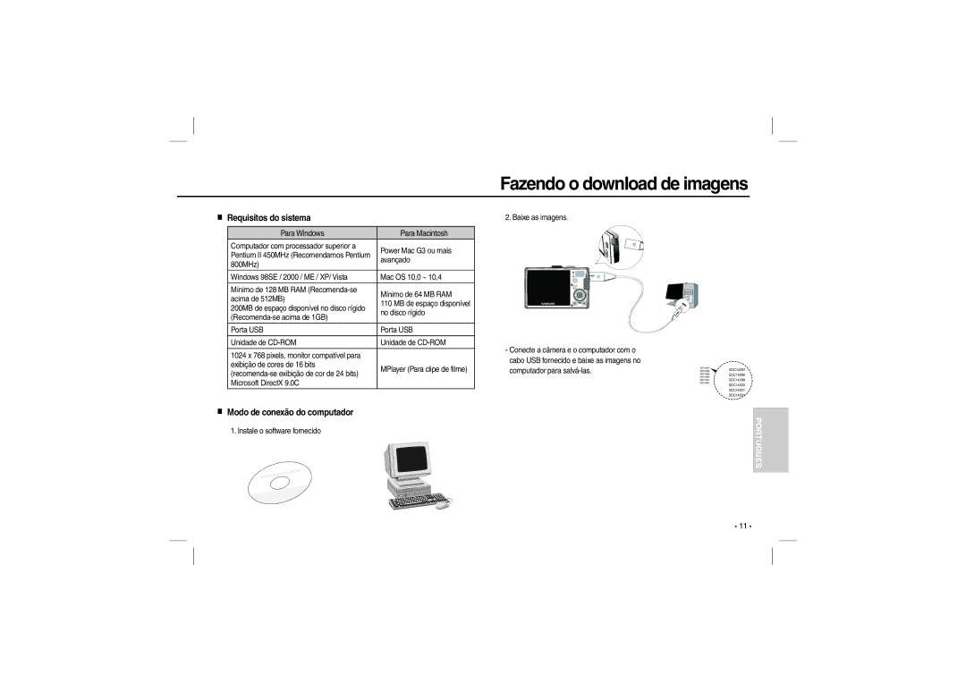 Samsung EC-L210ZBDB/AS, EC-L210B01KFR, EC-L210ZUDA/E3, EC-L210ZSDA/E3 Fazendo o download de imagens, Requisitos do sistema 